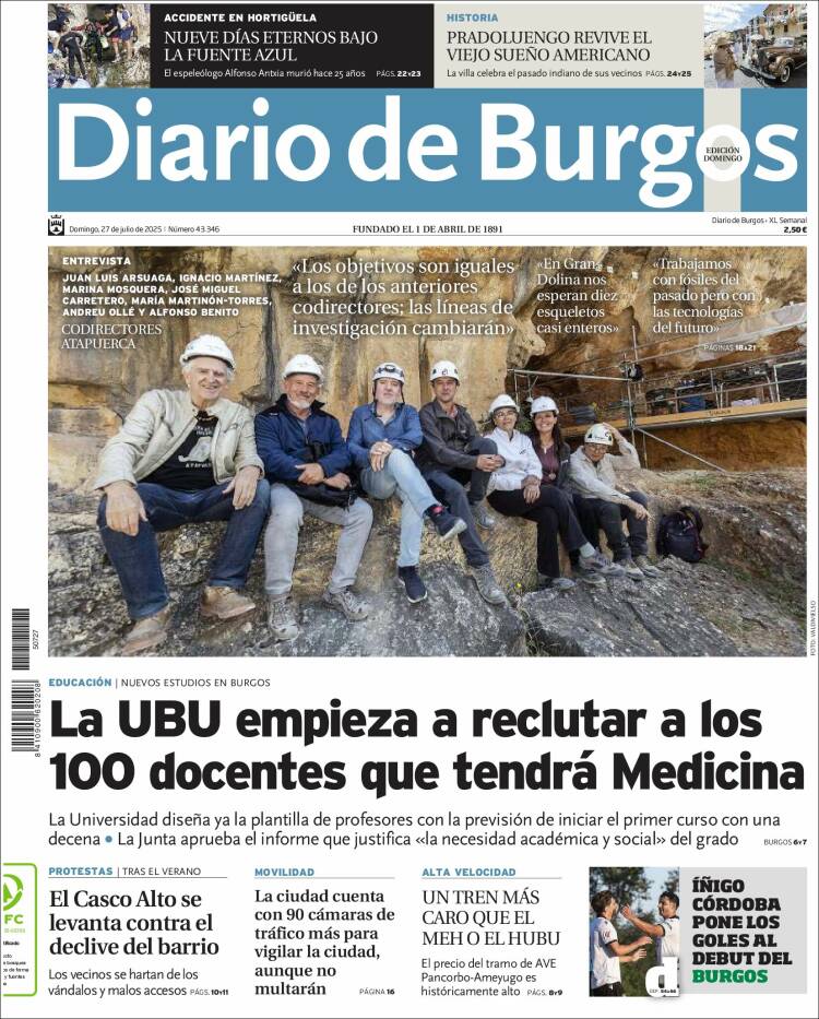 Portada de Diario de Burgos (Espagne)