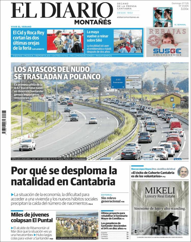Portada de El Diario Montañés (Espagne)