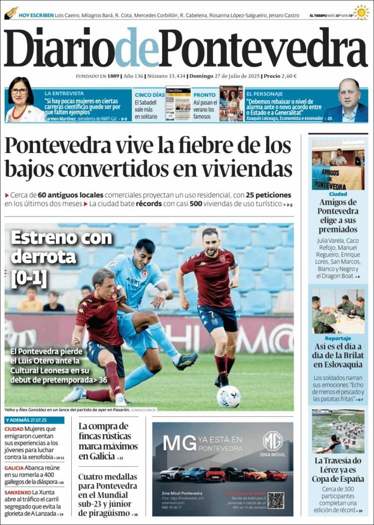 Portada de Diario de Pontevedra (España)