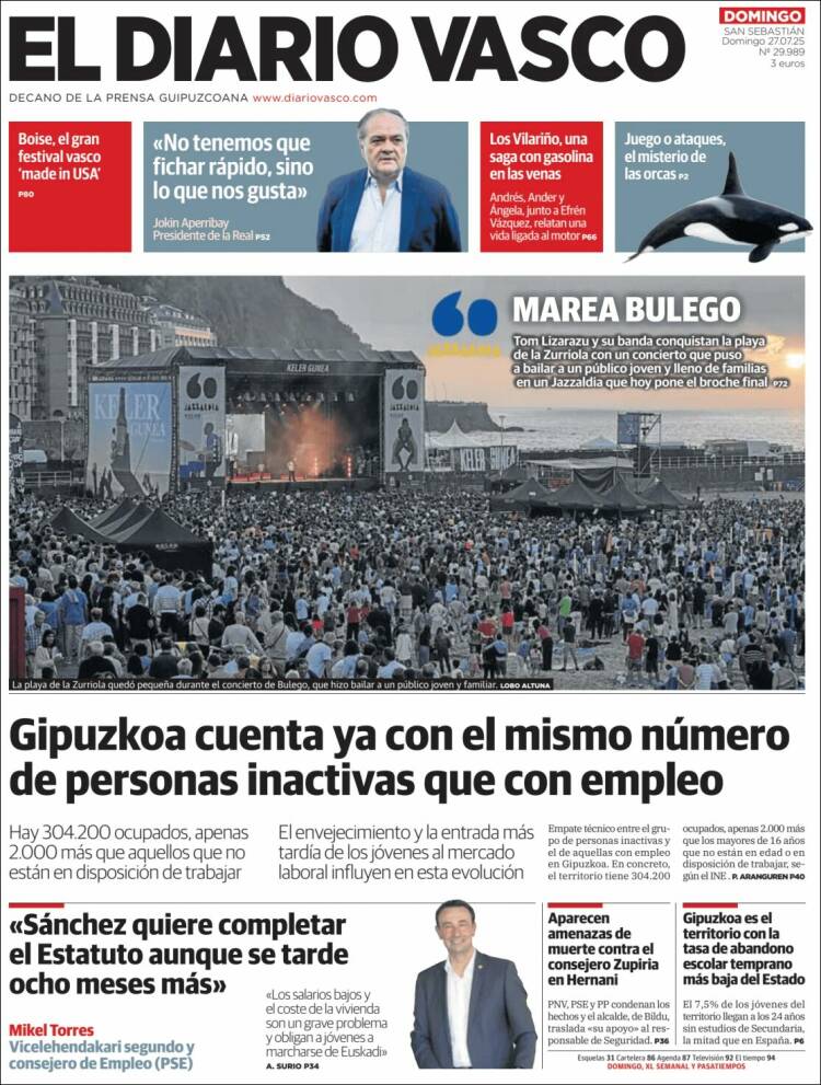 Portada de Diario Vasco (España)