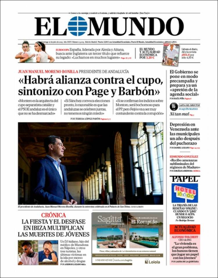 Portada de El Mundo (Espagne)