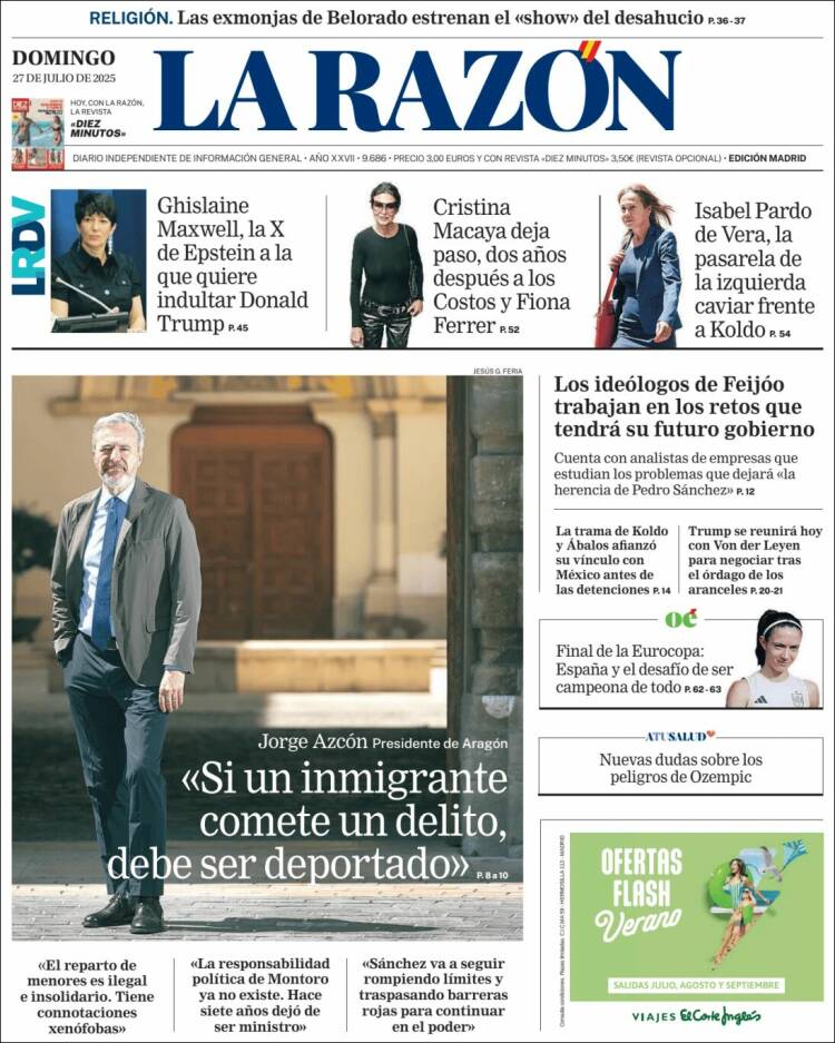 Portada de La Razón (Spain)