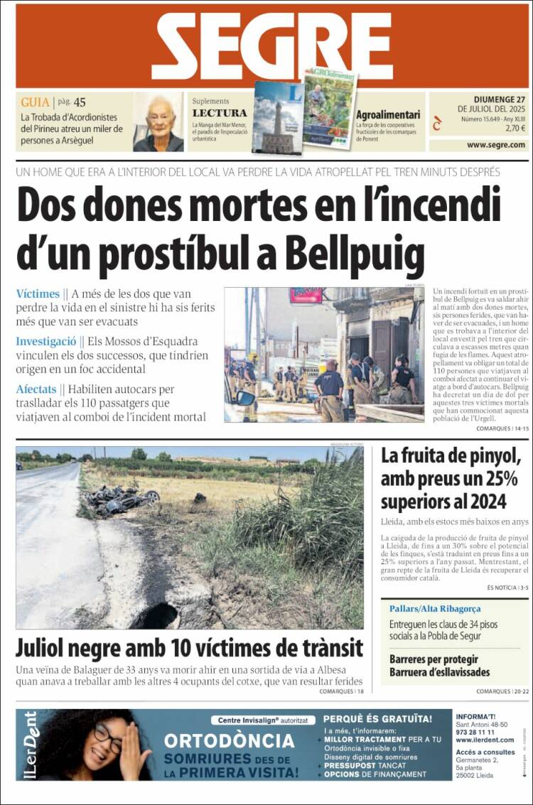 Portada de Segre (Espagne)