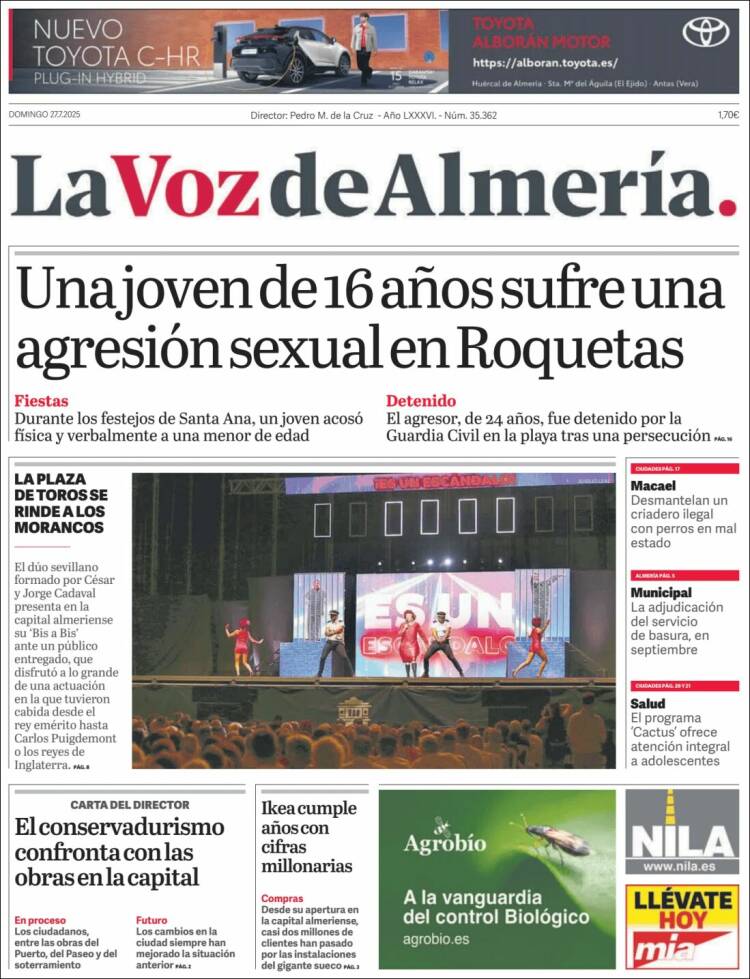 Portada de La Voz de Almería (Spain)