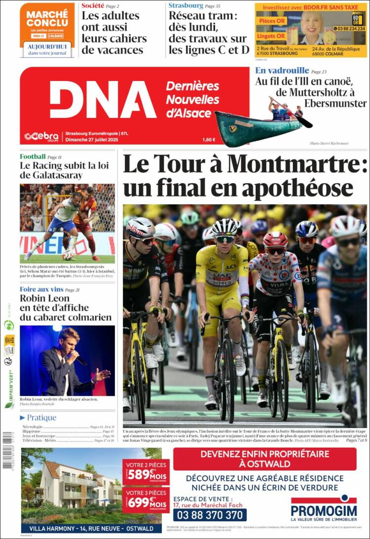 Portada de Les Dernières Nouvelles d'Alsace (France)