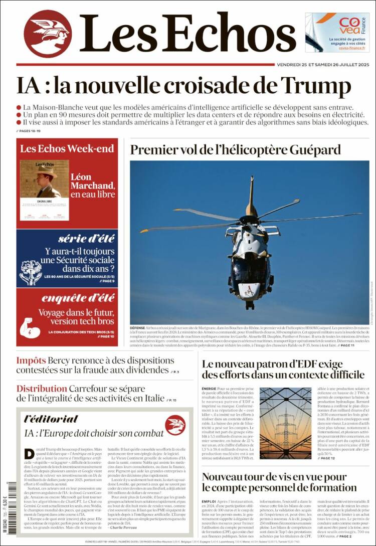 Portada de Les Echos (France)