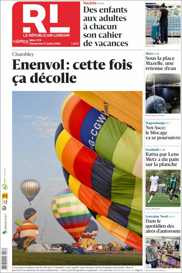 Portada de Le Republicain Lorrain (France)