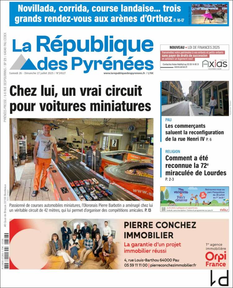 Portada de La République des Pyrénées (Francia)