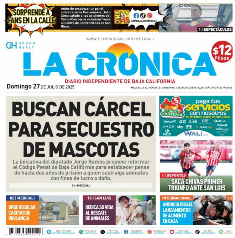 Portada de La Crónica de Baja California (Mexique)