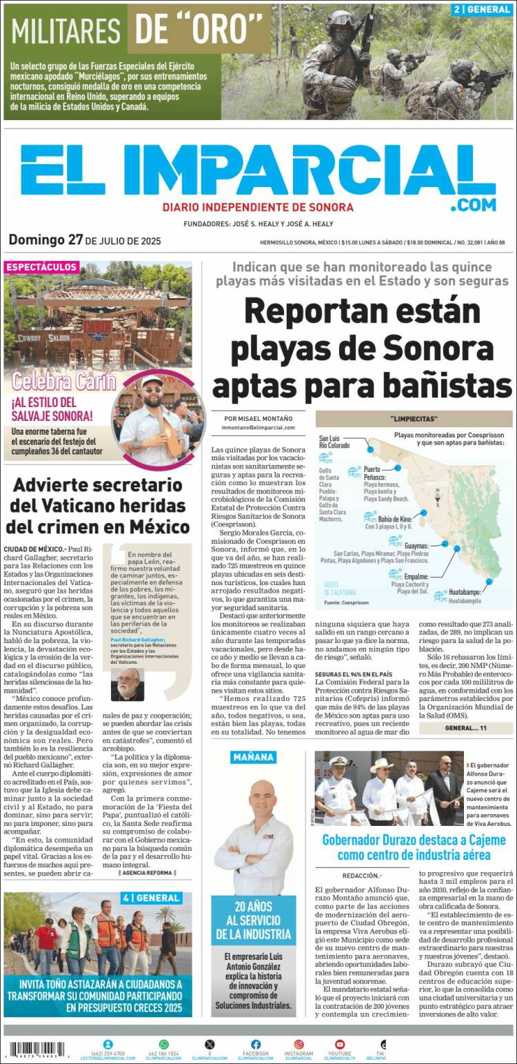 Portada de El Imparcial (Mexique)