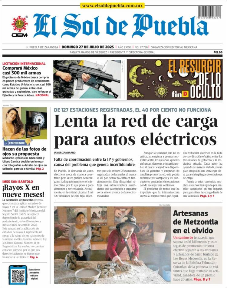 Portada de El Sol de Puebla (Mexico)