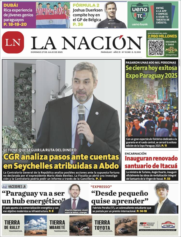 Portada de La Nación (Paraguay)
