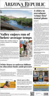 Portada de Arizona Republic News (USA)