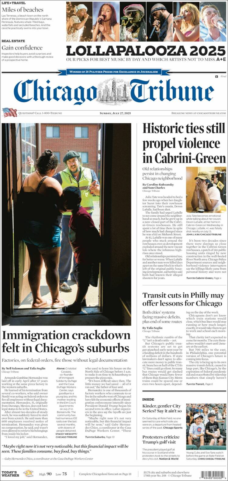 Portada de Chicago Tribune (USA)