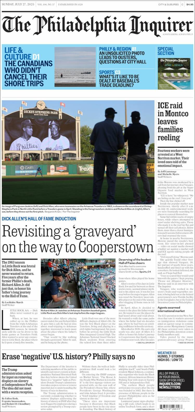 Portada de Philadelphia Inquirer (USA)