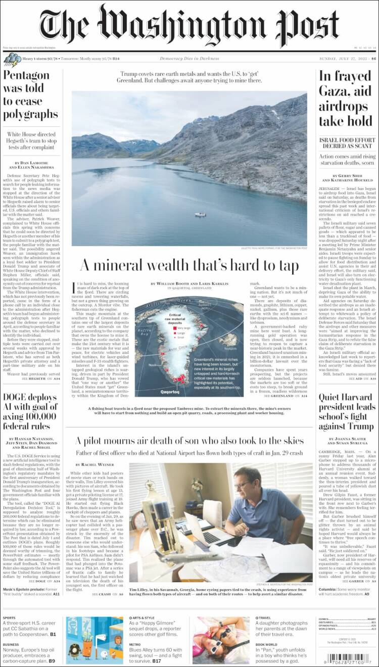 Portada de The Washington Post (USA)