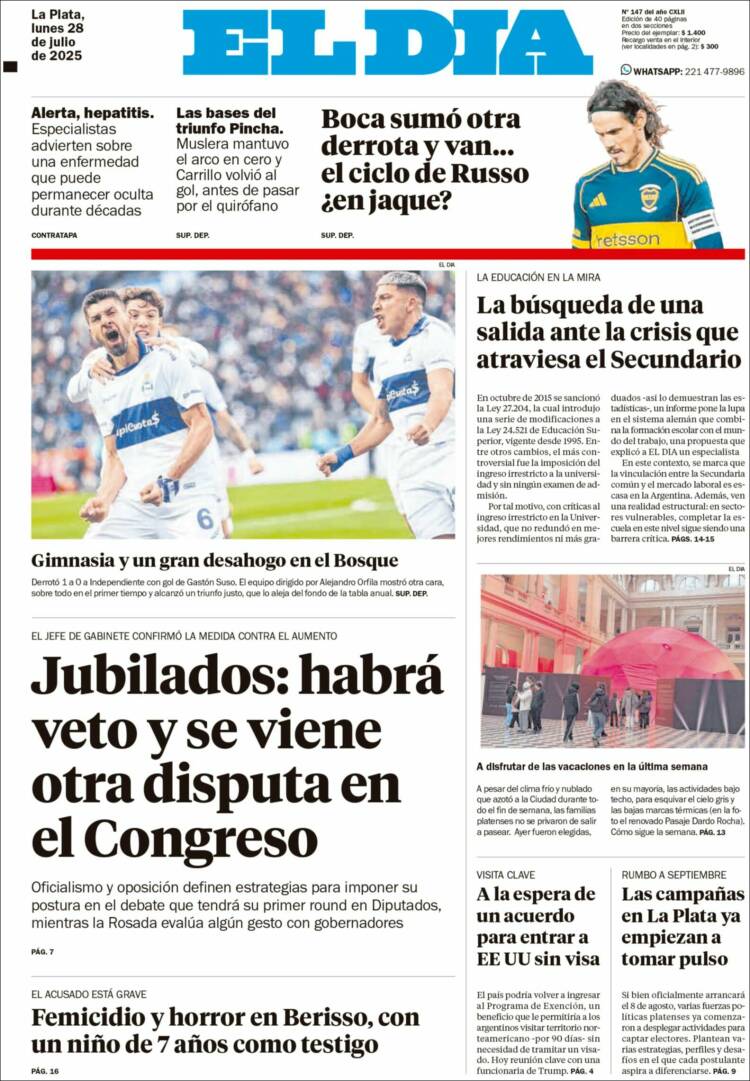 Portada de El Día de la Plata (Argentina)