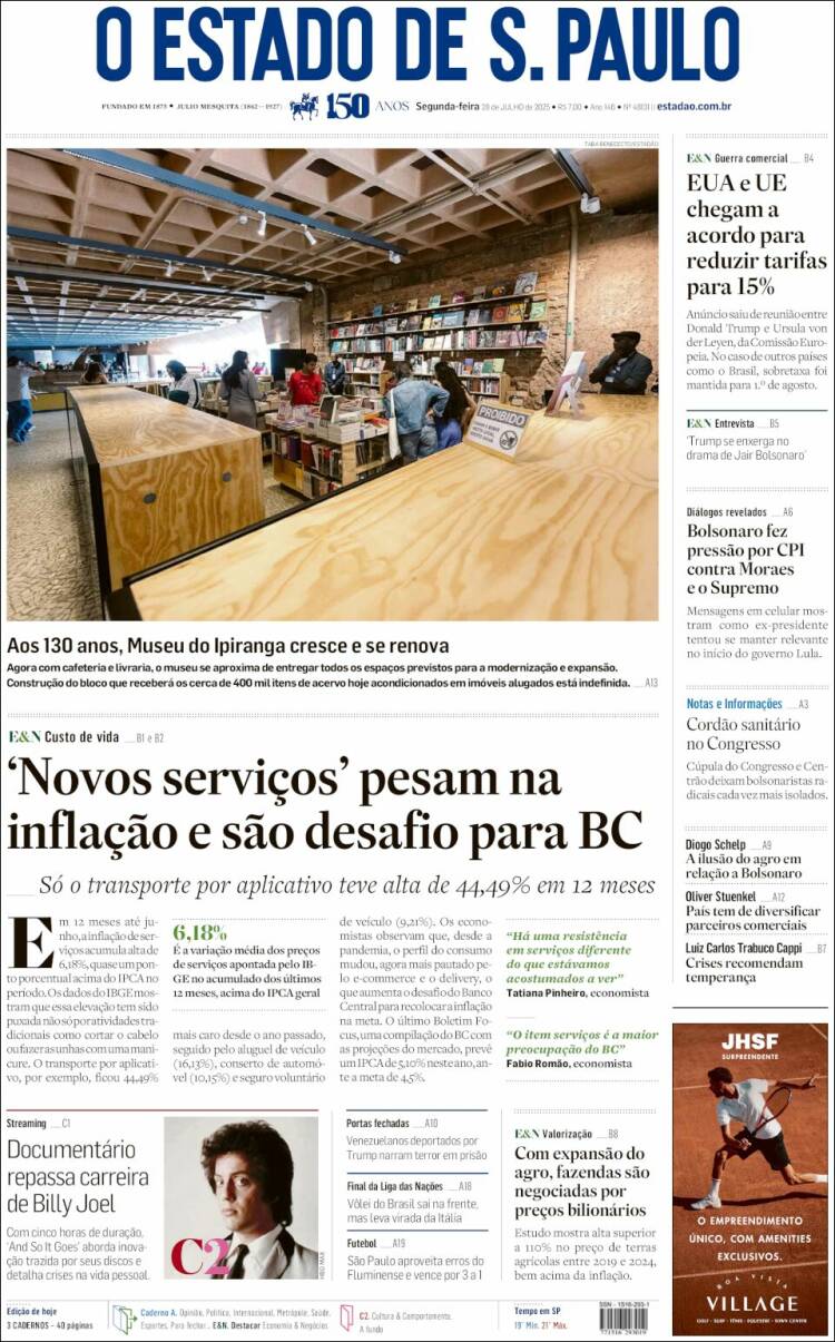 Portada de O Estado de São Paulo (Brésil)