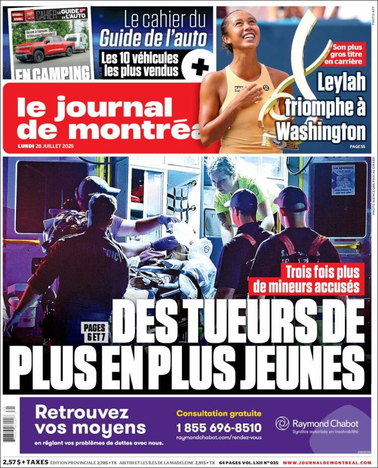 Portada de Le Journal de Montréal (Canadá)