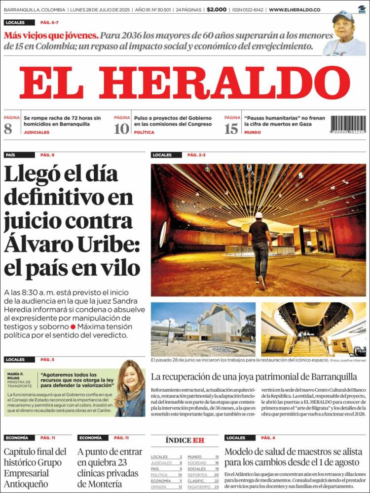 Portada de El Heraldo (Colombia)