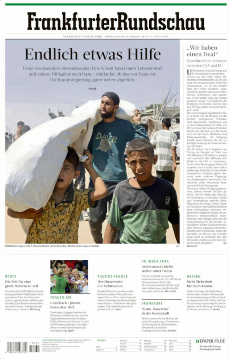 Portada de Frankfurter Rundschau (Alemania)