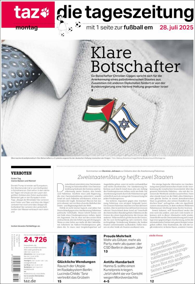 Portada de Die Tageszeitung (Alemania)