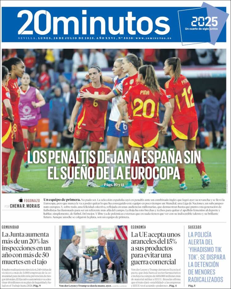 Portada de 20 Minutos - Sevilla (Spain)