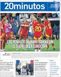 Portada de 20 Minutos - Valencia (España)