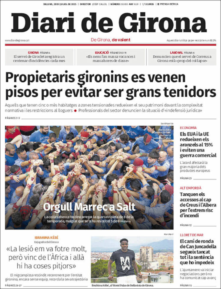 Portada de Diari de Girona (España)