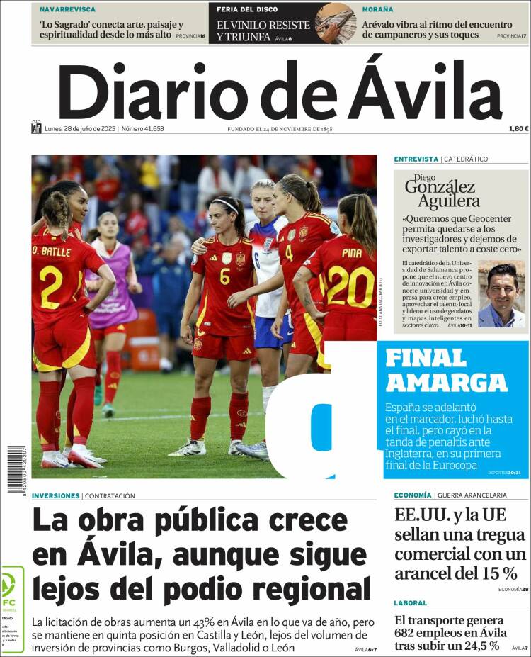Portada de Diario de Ávila (España)