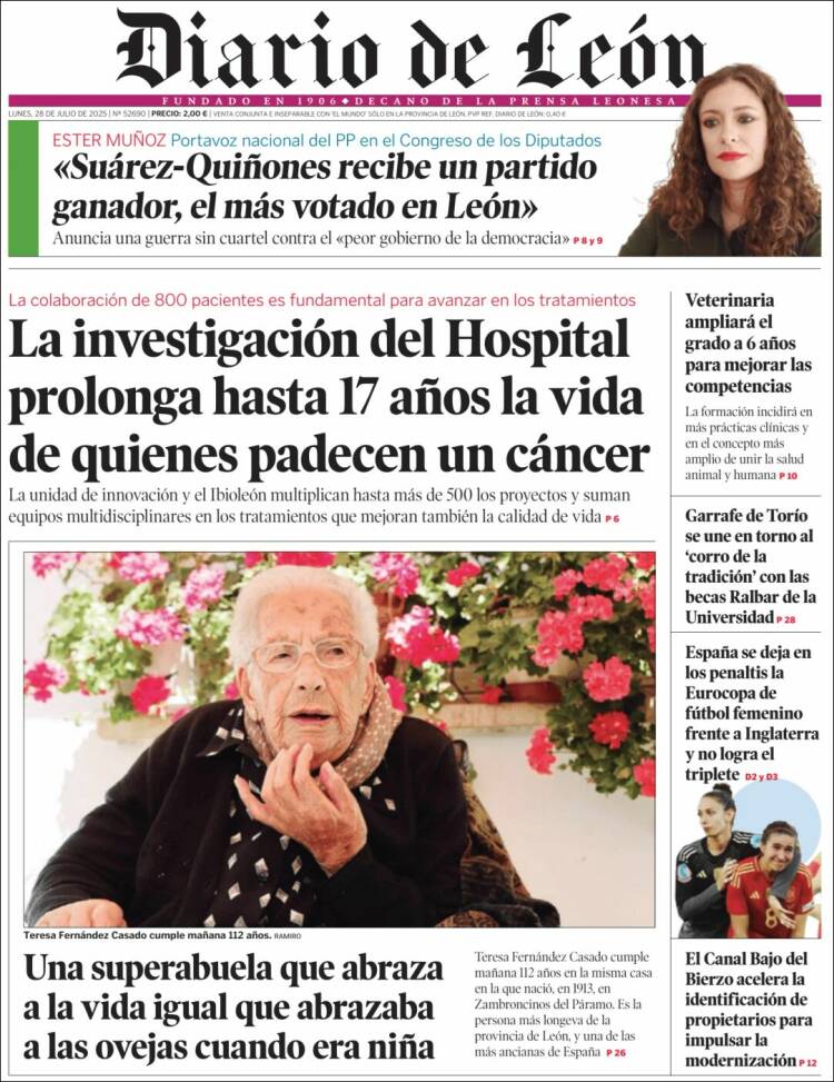 Portada de Diario de León (Espagne)