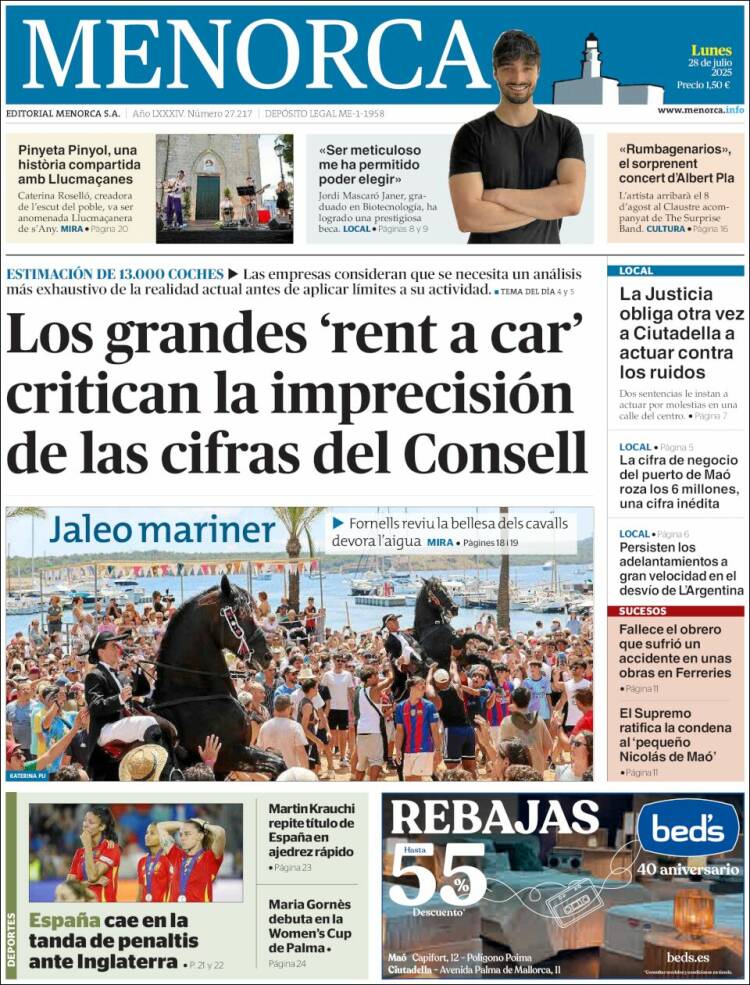 Portada de Menorca - Diario Insular (Spain)