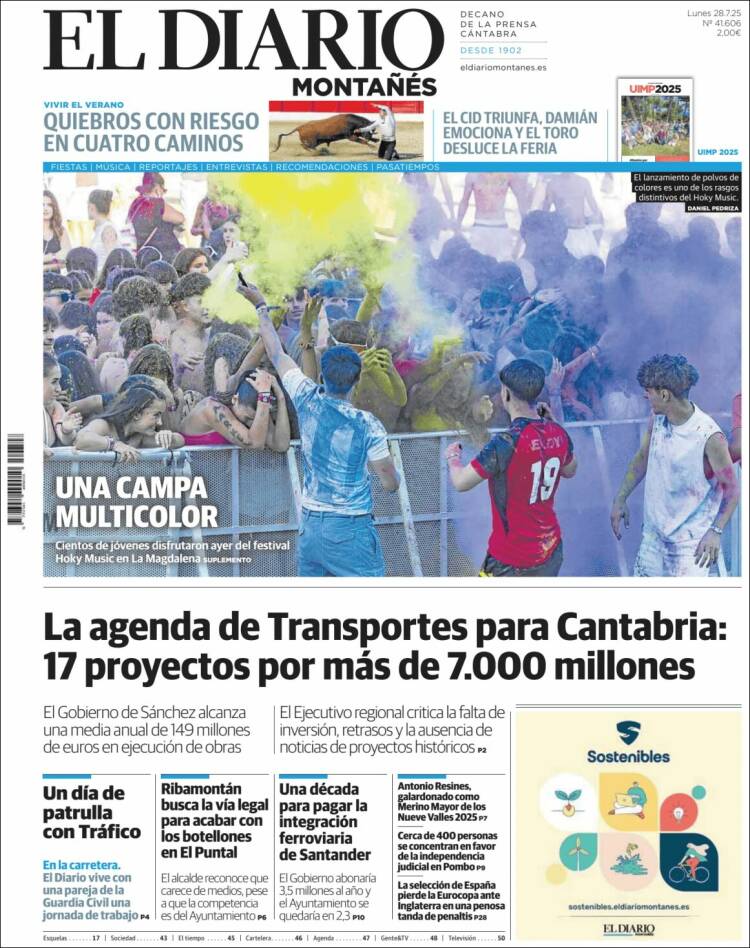 Portada de El Diario Montañés (Espagne)