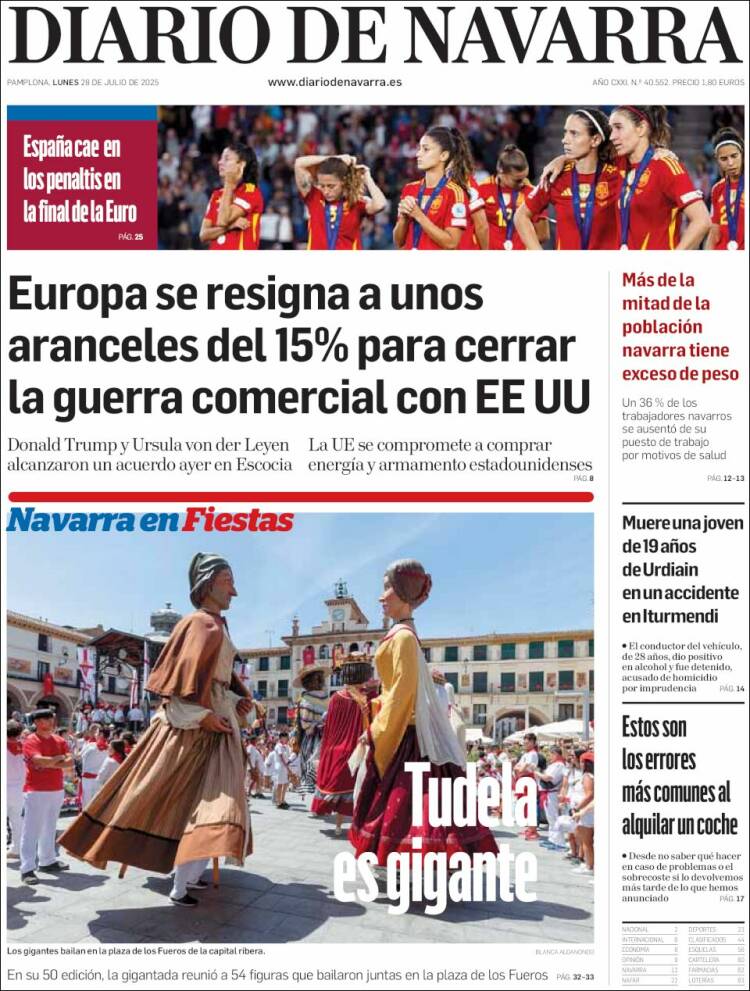 Portada de Diario de Navarra (España)