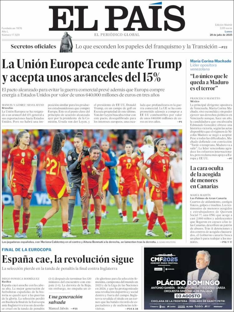 Portada de El País (España)