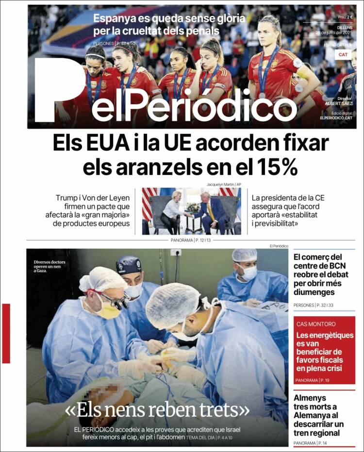 Portada de El Periódico de Catalunya (Espagne)