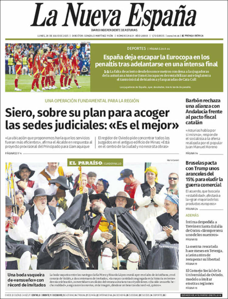 Portada de La Nueva España (España)