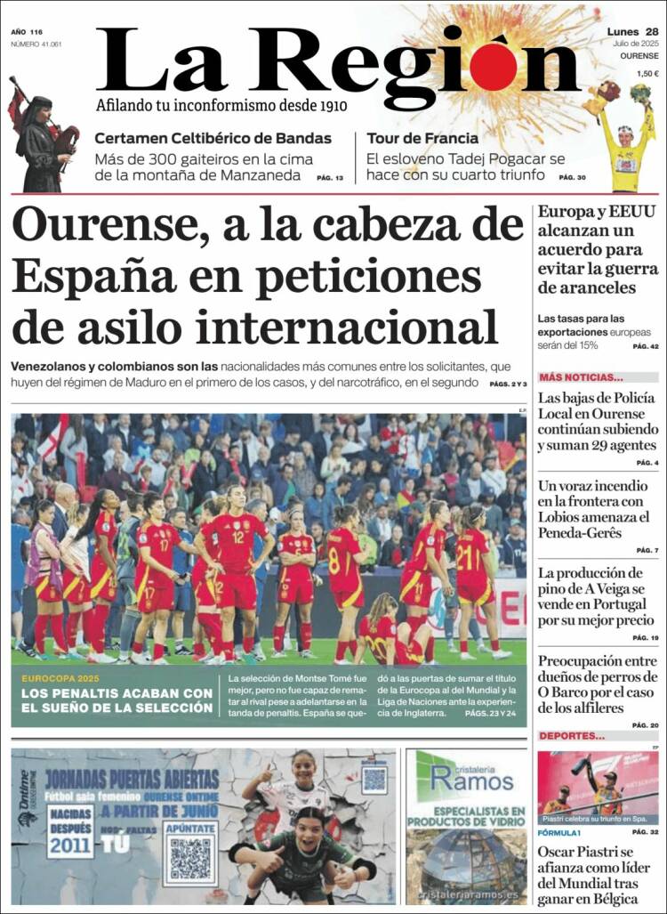 Portada de La Región de Ourense (Spain)