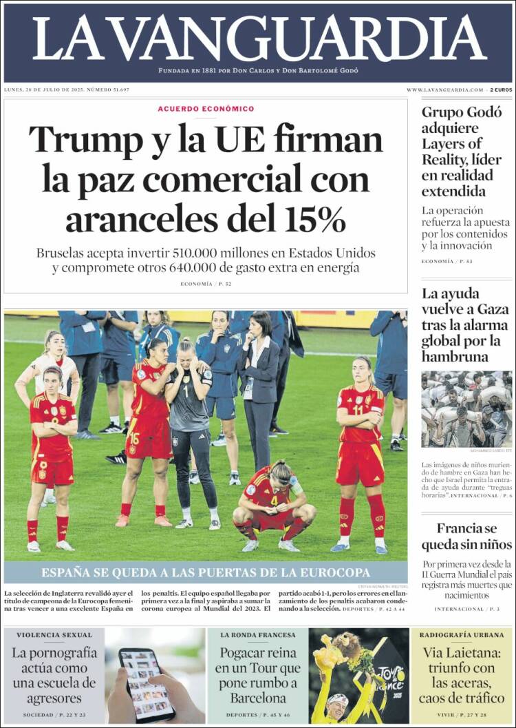 Portada de La Vanguardia (España)