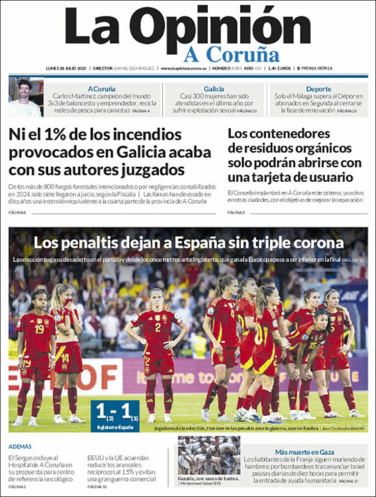 Portada de La Opinión de A Coruña (España)