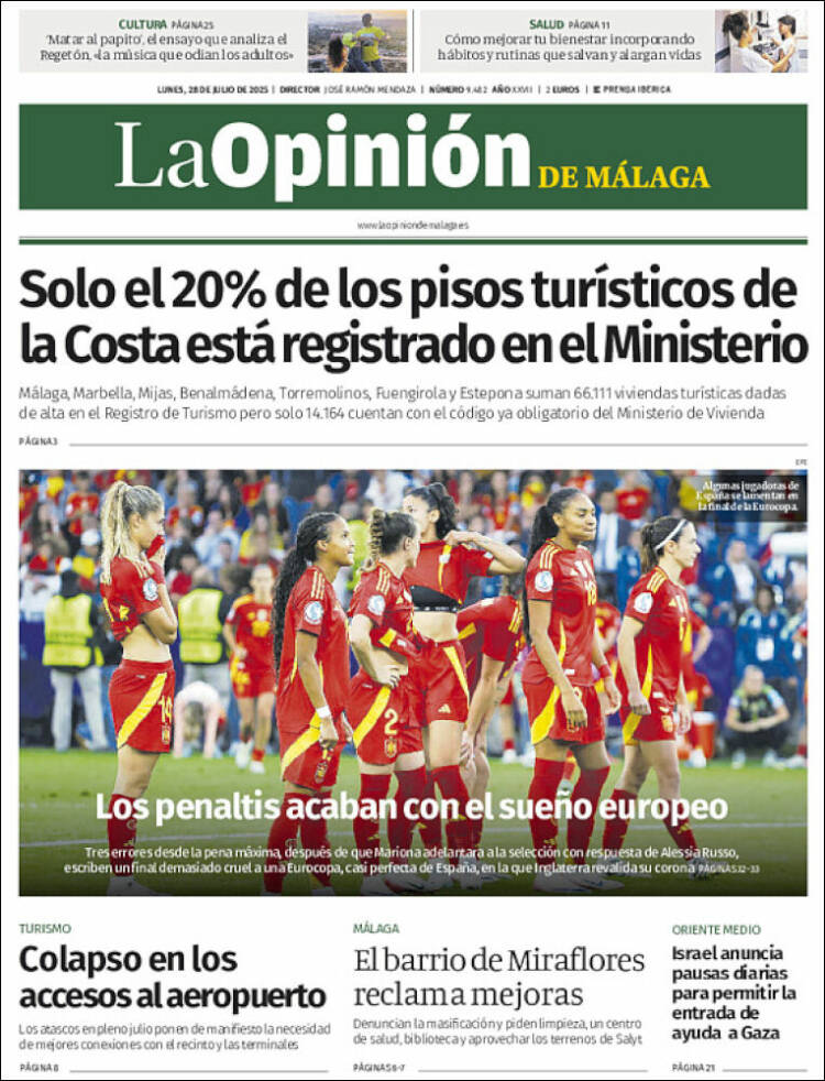 Portada de La Opinión de Málaga (España)