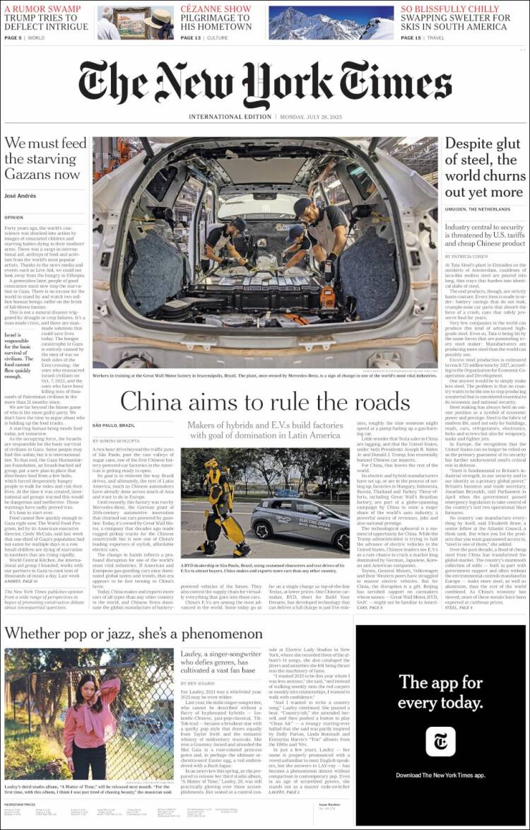 Portada de International New York Times (Europa)