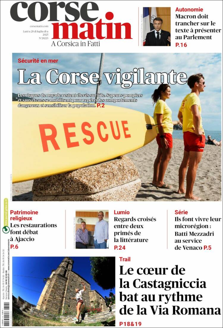 Portada de Corse-Matin (France)