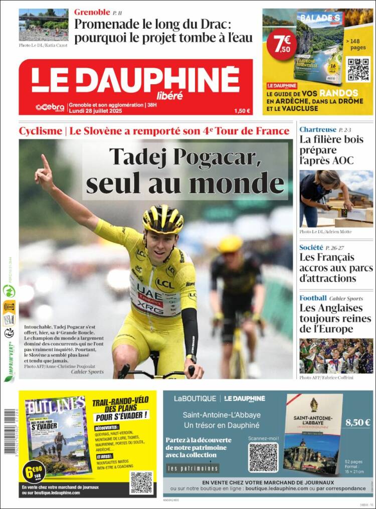 Portada de Le Dauphiné Libéré (Francia)