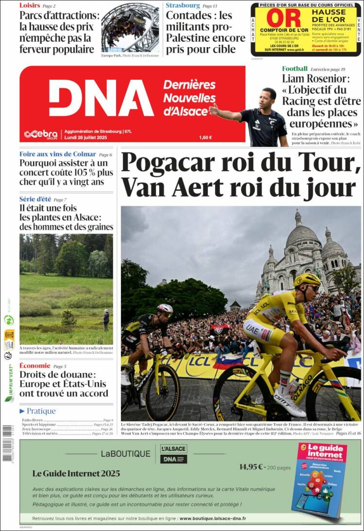 Portada de Les Dernières Nouvelles d'Alsace (France)