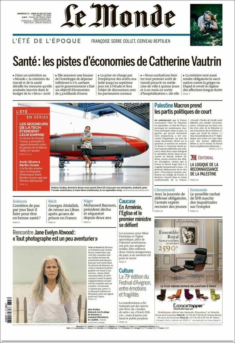 Portada de Le Monde (Francia)