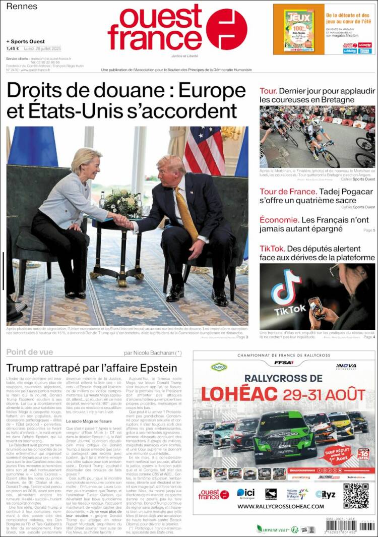 Portada de Ouest France (France)