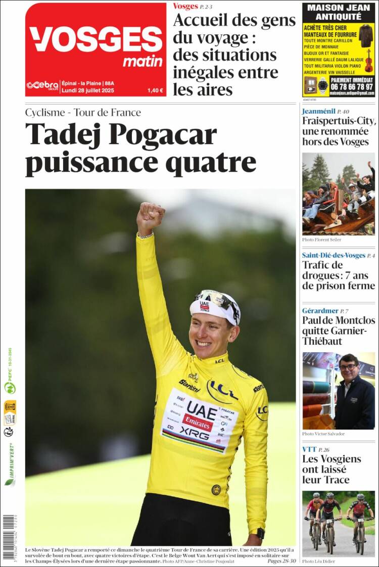 Portada de Vosges Matin (France)