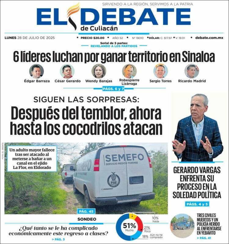 Portada de El Debate de Culiacán (Mexico)