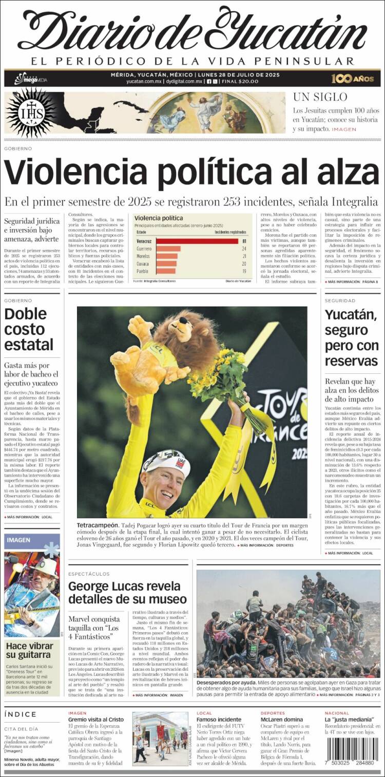 Portada de Diario de Yucatán (México)